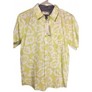 Retrofit Men's Lime Green Floral Short Sleeve Button-Up‎ Shirt Size Small
